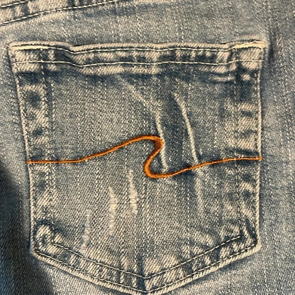 3/$20 Vintage Rickers Girls Denim Mini Skirt Distressed Frayed Hem Size 7R - Picture 8 of 11